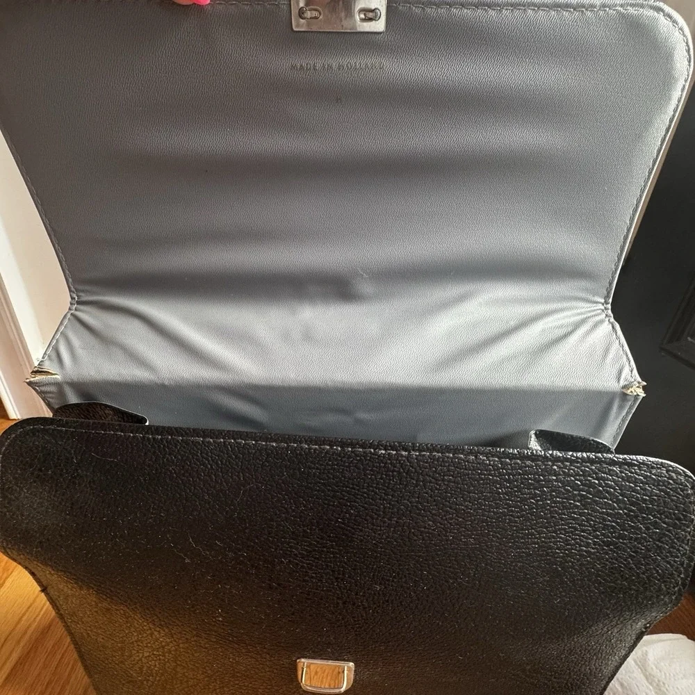Vintage Black Faux Leather Briefcase Document File Case‎ Locking Hard Shell